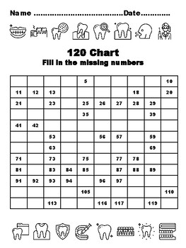 120 Chart Activities, 100, Dental Health Common Core Grade 1 Math Activities,