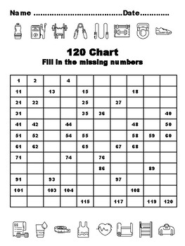 120 Chart Activities, 100, Fitness Common Core Grade 1 Math Activities, 100 F