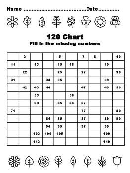 120 Chart Activities, 100, Flowers And Leaves Common Core Grade 1 Math Activi