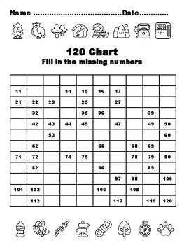 120 Chart Activities, 100, Forest Common Core Grade 1 Math Activities, 100 Fi