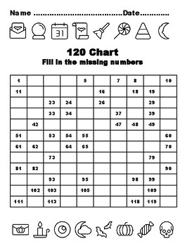 120 Chart Activities, 100, Halloween Common Core Grade 1 Math Activities, 100