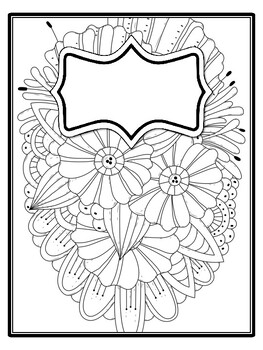 4 Floral Binder Covers and Spines, Floral Back To School Coloring Pages