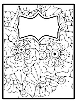 4 Floral Binder Covers and Spines, Floral Back To School Coloring Pages