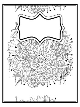 4 Floral Binder Covers and Spines, Floral Back To School Coloring Pages