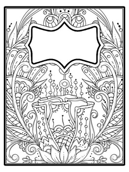 4 Floral Binder Covers and Spines, Floral Back To School Coloring Pages