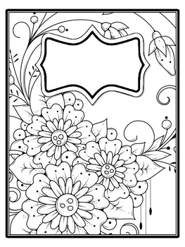 4 Floral Binder Covers and Spines, Floral Back To School Coloring Pages