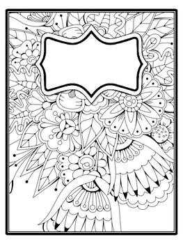 4 Floral Binder Covers and Spines, Floral Back To School Coloring Pages