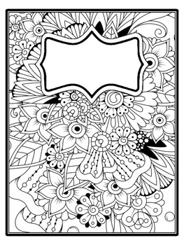 4 Floral Binder Covers and Spines, Floral Back To School Coloring Pages