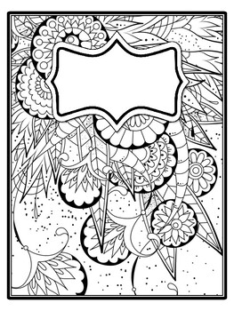 4 Floral Binder Covers and Spines, Floral Back To School Coloring Pages