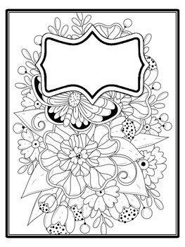 4 Floral Binder Covers and Spines, Floral Back To School Coloring Pages