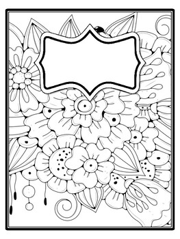 4 Floral Binder Covers and Spines, Floral Back To School Coloring Pages