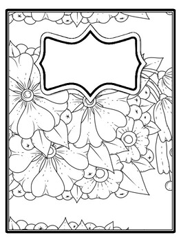4 Floral Binder Covers and Spines, Floral Back To School Coloring Pages