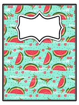 4 Fruits, Watermelon Binder Covers and Spines