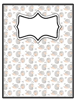 4 Hedgehog Binder Covers and Spines