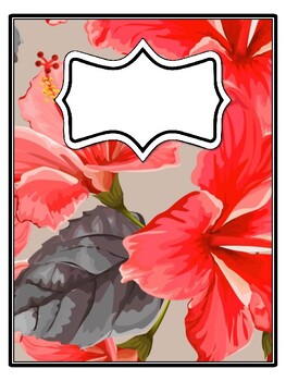 4 Hibiscus, Tropical Flowers Binder Covers and Spines