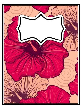 4 Hibiscus, Tropical Flowers Binder Covers and Spines