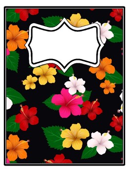 4 Hibiscus, Tropical Flowers Binder Covers and Spines