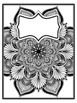 4 Mandala Binder Covers and Spines, Mandala Back To School Coloring Pages