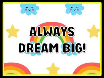 ALWAYS DREAM BIG! Rainbow Door Décor, Rainbow Bulletin Board Décor