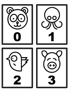 Animals 0-500 Number Flash Cards, Animals Number Cards,