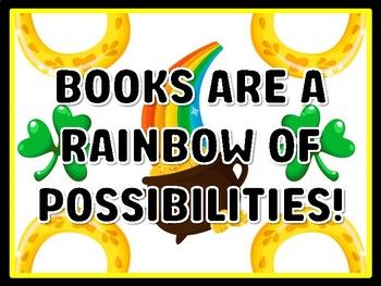 BOOKS ARE A RAINBOW OF POSSIBILITIES! St. Patrick's Day Door Décor, St. Patri