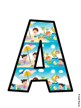 Beach Bulletin Board Decor Kit, Beach Bulletin Board Letters