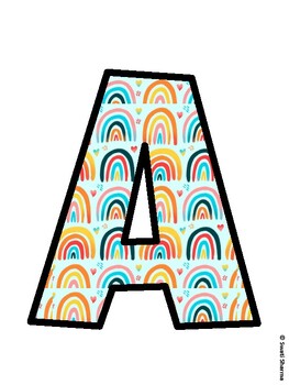 Boho Rainbow Bulletin Board Decor Kit, Boho Rainbow Bulletin Board Letters