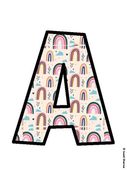 Boho Rainbow Bulletin Board Decor Kit, Boho Rainbow Bulletin Board Letters