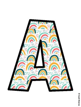 Boho Rainbow Bulletin Board Decor Kit, Boho Rainbow Bulletin Board Letters