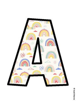 Boho Rainbow Bulletin Board Decor Kit, Boho Rainbow Bulletin Board Letters