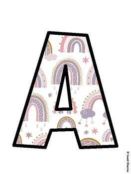 Boho Rainbow Bulletin Board Decor Kit, Boho Rainbow Bulletin Board Letters