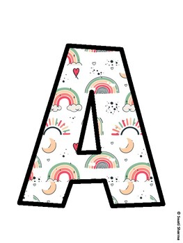 Boho Rainbow Bulletin Board Decor Kit, Boho Rainbow Bulletin Board Letters