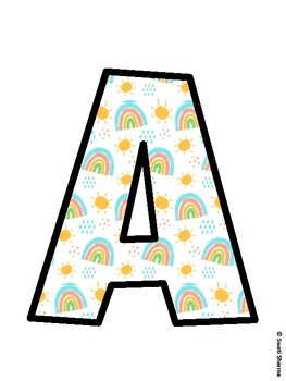 Boho Rainbow Bulletin Board Decor Kit, Boho Rainbow Bulletin Board Letters