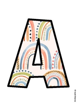 Boho Rainbow Bulletin Board Decor Kit, Boho Rainbow Bulletin Board Letters
