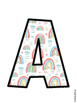 Boho Rainbow Bulletin Board Decor Kit, Boho Rainbow Bulletin Board Letters