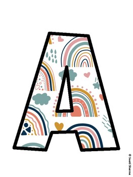 Boho Rainbow Bulletin Board Decor Kit, Boho Rainbow Bulletin Board Letters