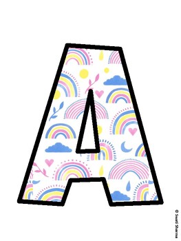 Boho Rainbow Bulletin Board Decor Kit, Boho Rainbow Bulletin Board Letters