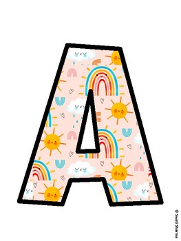 Boho Rainbow Bulletin Board Decor Kit, Boho Rainbow Bulletin Board Letters