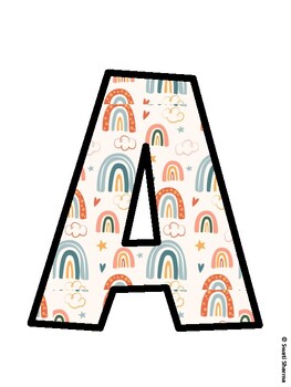 Boho Rainbow Bulletin Board Decor Kit, Boho Rainbow Bulletin Board Letters