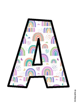 Boho Rainbow Bulletin Board Decor Kit, Boho Rainbow Bulletin Board Letters