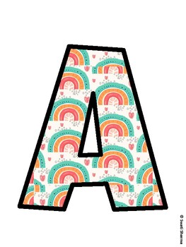 Boho Rainbow Bulletin Board Decor Kit, Boho Rainbow Bulletin Board Letters