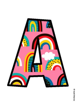 Boho Rainbow Bulletin Board Decor Kit, Boho Rainbow Bulletin Board Letters