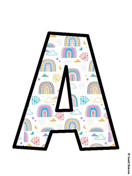 Boho Rainbow Bulletin Board Decor Kit, Boho Rainbow Bulletin Board Letters