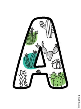 Cactus, Succulent Bulletin Board Letters, Succulent Alphabet Posters