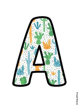 Cactus, Succulent Bulletin Board Letters, Succulent Alphabet Posters