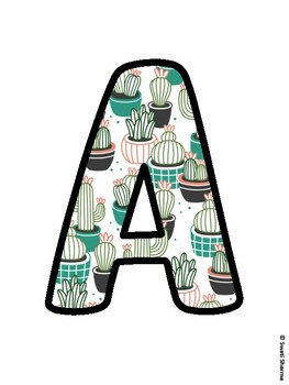 Cactus, Succulent Bulletin Board Letters, Succulent Alphabet Posters