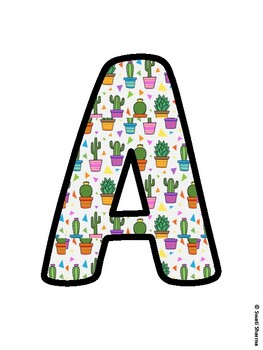 Cactus, Succulent Bulletin Board Letters, Succulent Alphabet Posters