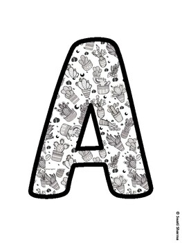 Cactus, Succulent Bulletin Board Letters, Succulent Alphabet Posters