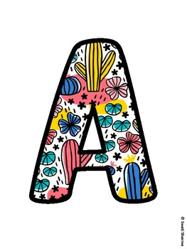 Cactus, Succulent Bulletin Board Letters, Succulent Alphabet Posters
