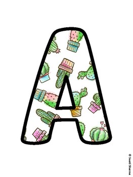 Cactus, Succulent Bulletin Board Letters, Succulent Alphabet Posters